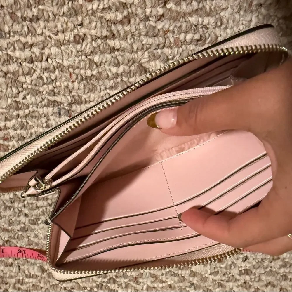 Kate Spade Large Continental Light Rose Pink Gold Leather Wallet